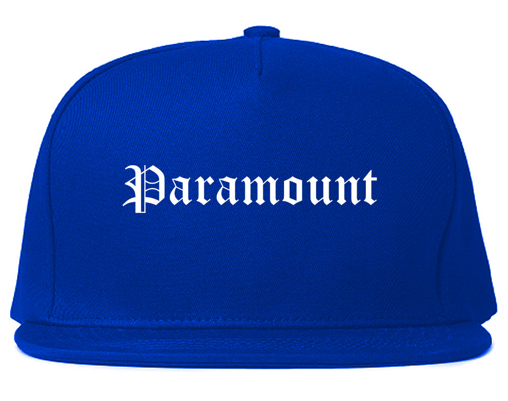 Paramount California CA Old English Mens Snapback Hat Royal Blue