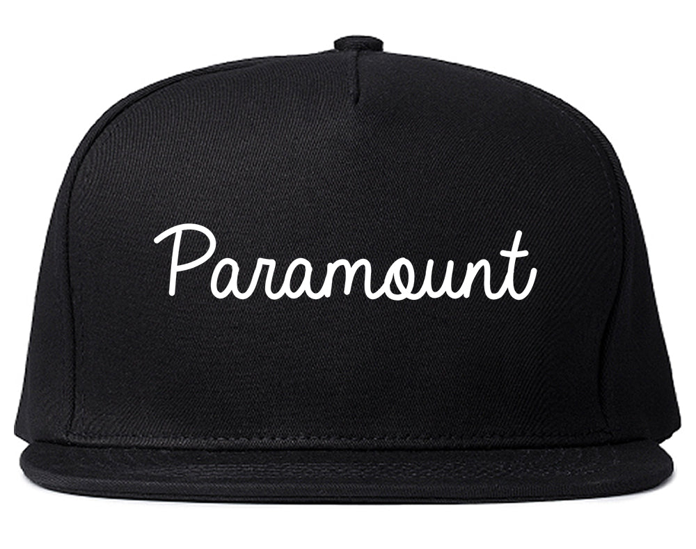 Paramount California CA Script Mens Snapback Hat Black