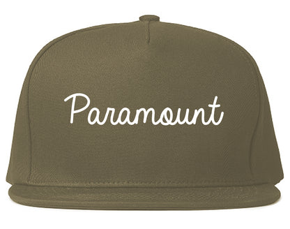 Paramount California CA Script Mens Snapback Hat Grey