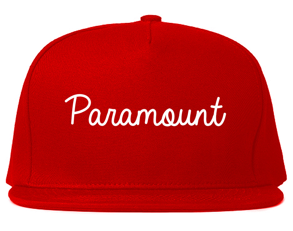 Paramount California CA Script Mens Snapback Hat Red