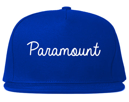 Paramount California CA Script Mens Snapback Hat Royal Blue