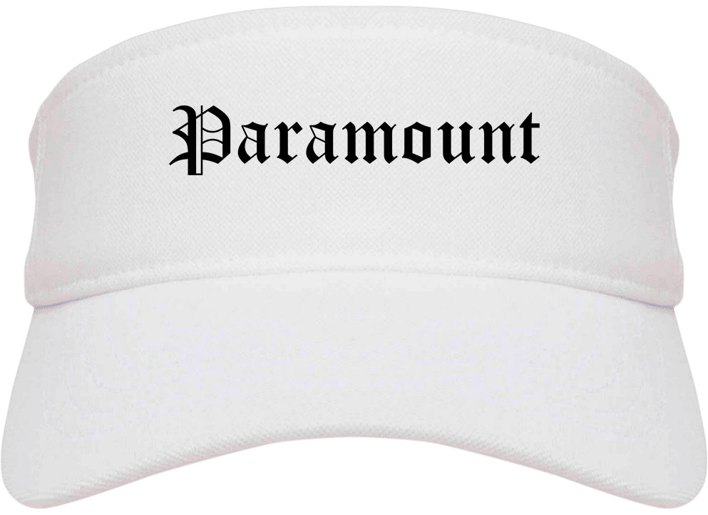 Paramount California CA Old English Mens Visor Cap Hat White