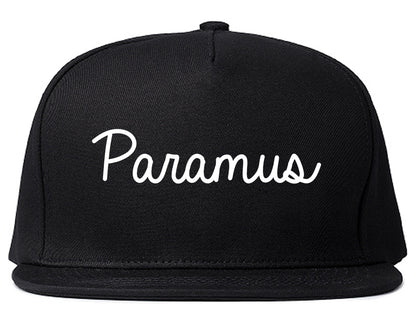 Paramus New Jersey NJ Script Mens Snapback Hat Black