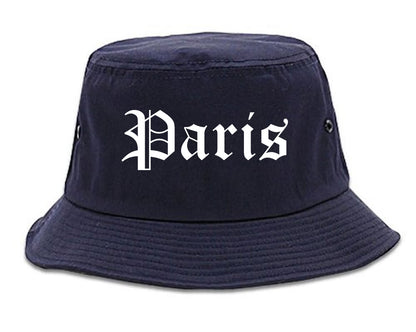 Paris Illinois IL Old English Mens Bucket Hat Navy Blue