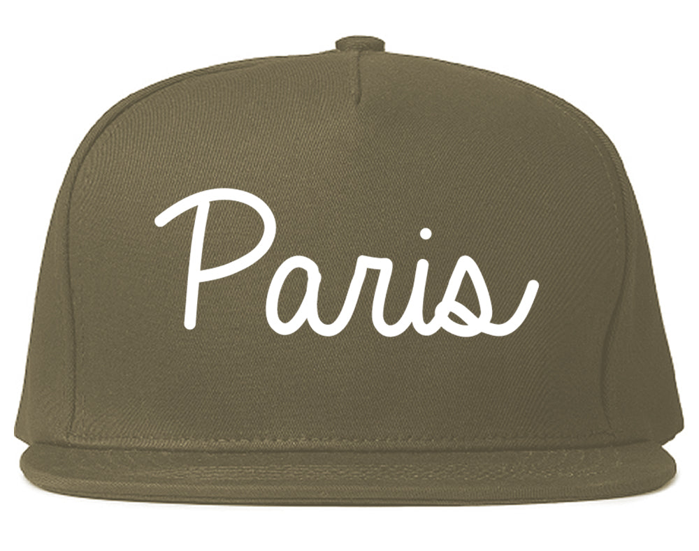 Paris Illinois IL Script Mens Snapback Hat Grey