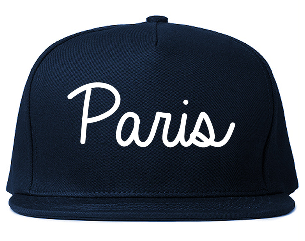 Paris Illinois IL Script Mens Snapback Hat Navy Blue