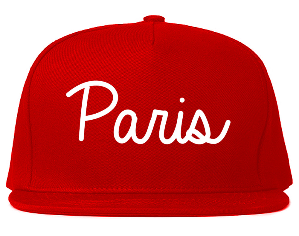 Paris Illinois IL Script Mens Snapback Hat Red