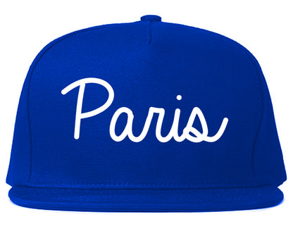 Paris Illinois IL Script Mens Snapback Hat Royal Blue