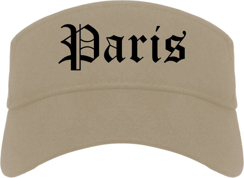 Paris Illinois IL Old English Mens Visor Cap Hat Khaki