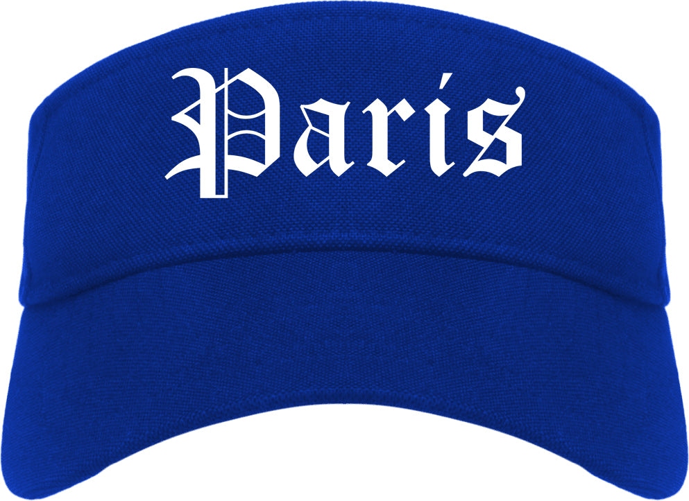 Paris Illinois IL Old English Mens Visor Cap Hat Royal Blue
