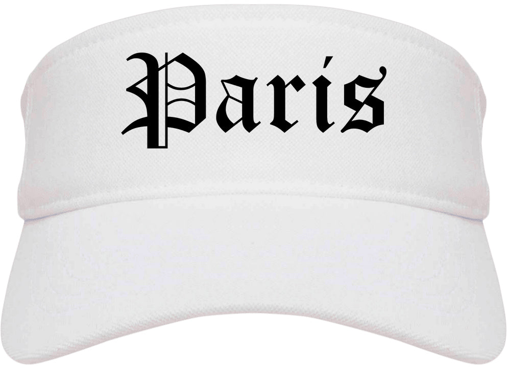 Paris Illinois IL Old English Mens Visor Cap Hat White