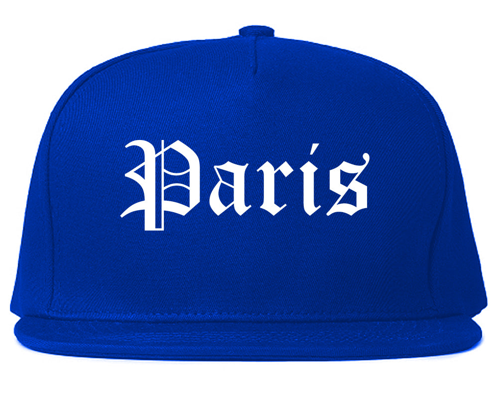 Paris Tennessee TN Old English Mens Snapback Hat Royal Blue