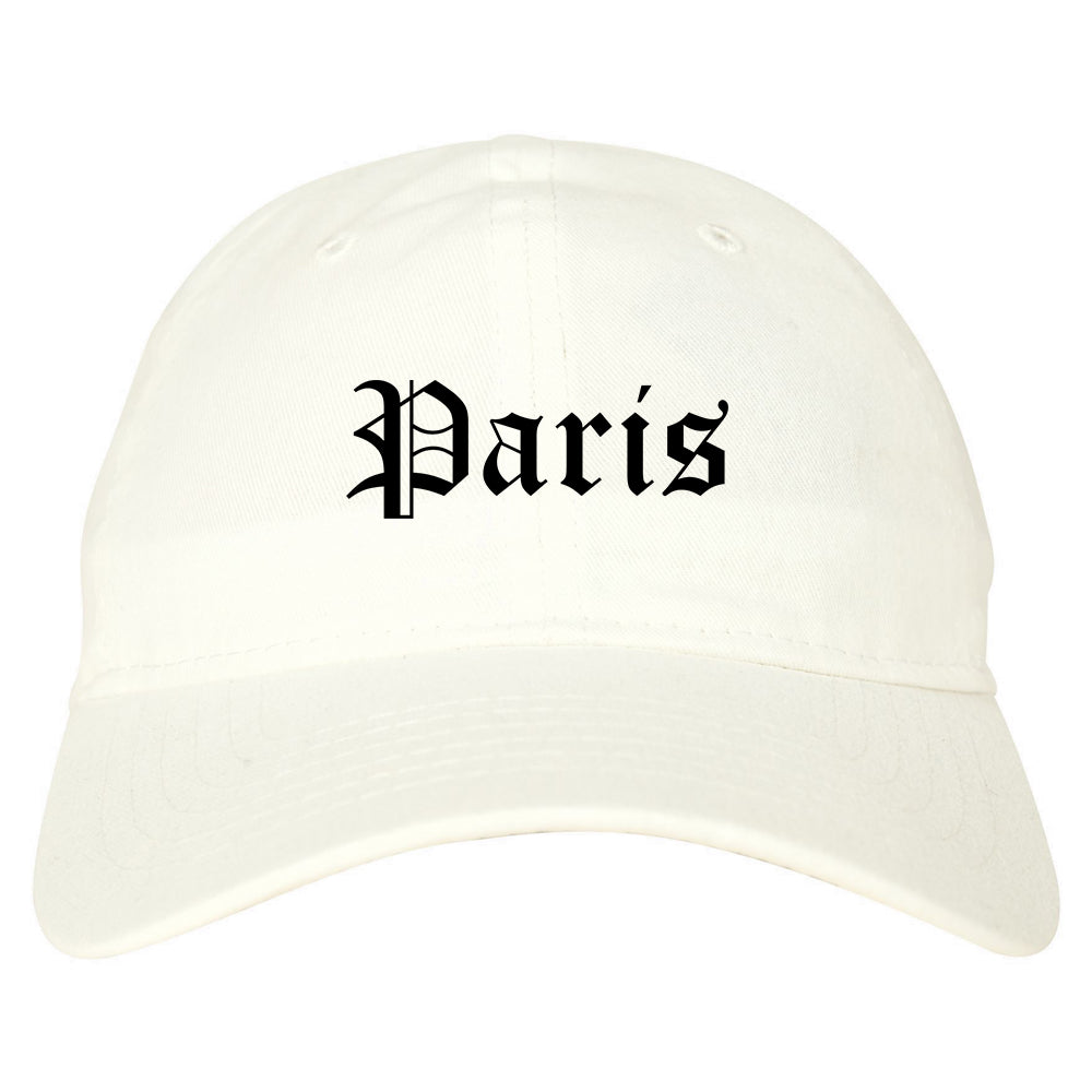 Paris Tennessee TN Old English Mens Dad Hat Baseball Cap White