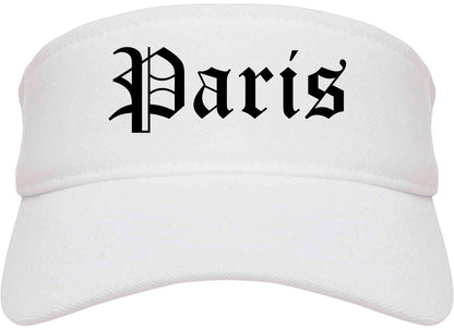 Paris Tennessee TN Old English Mens Visor Cap Hat White