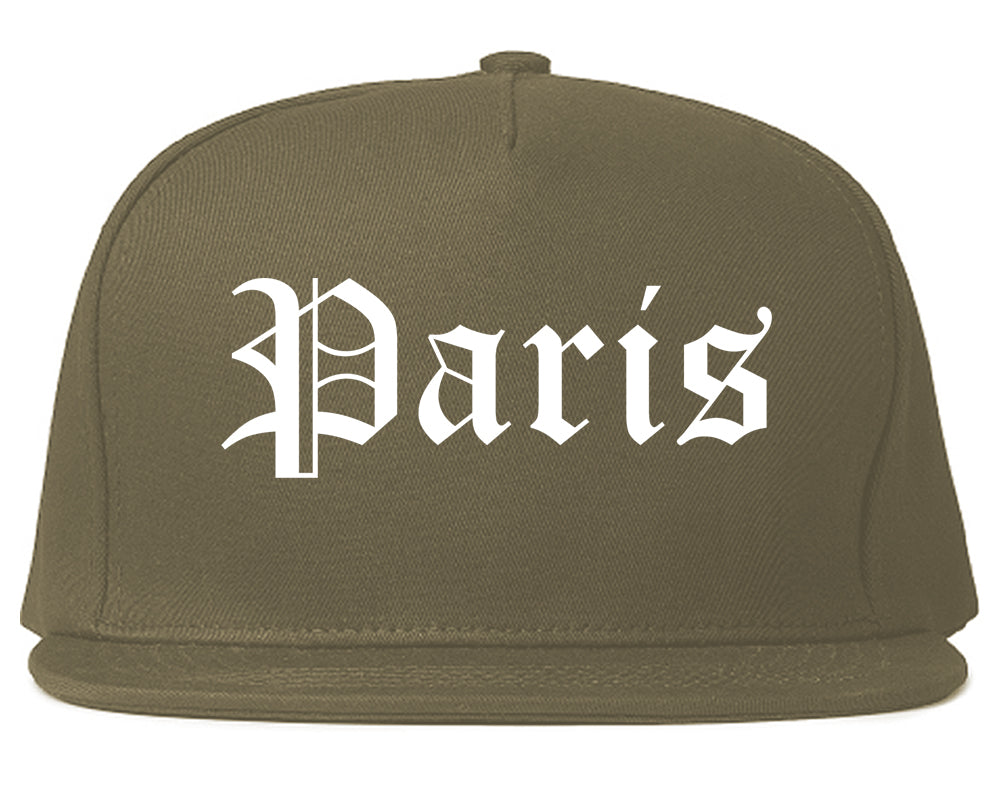 Paris Texas TX Old English Mens Snapback Hat Grey