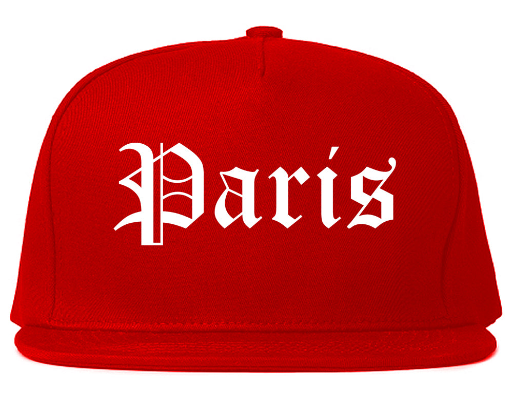 Paris Texas TX Old English Mens Snapback Hat Red