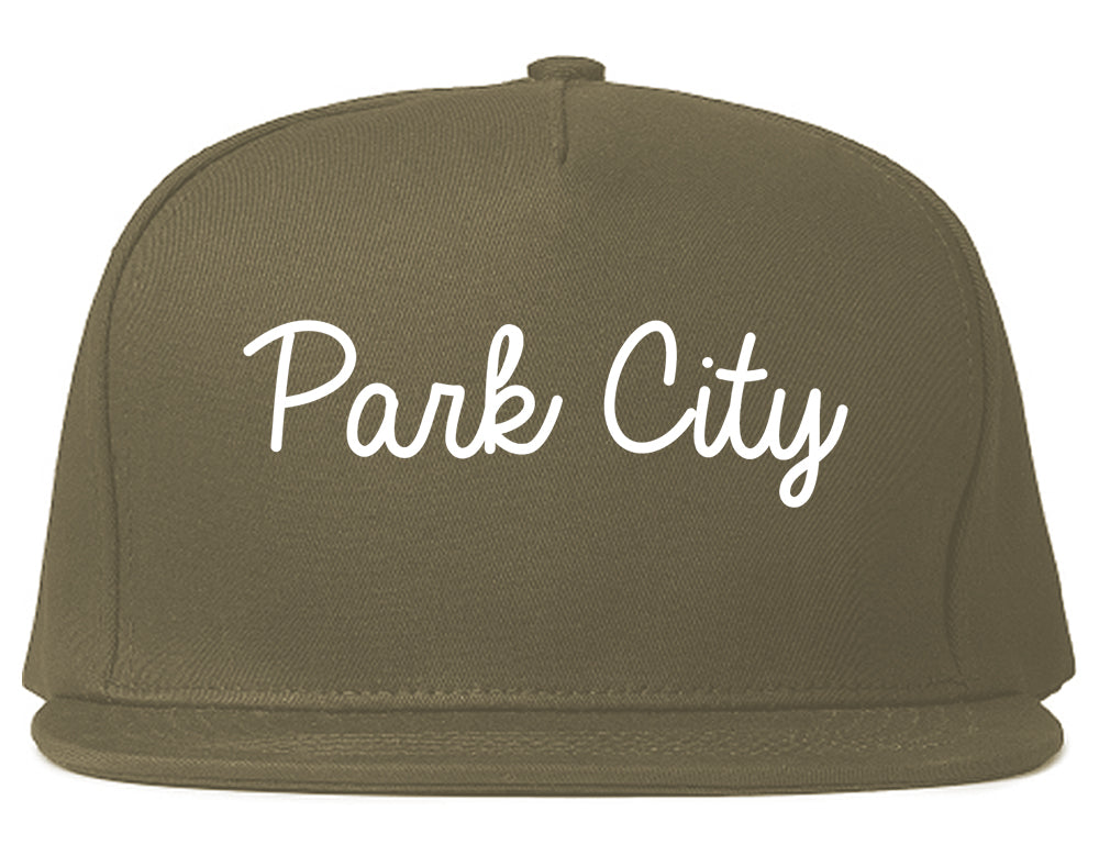 Park City Illinois IL Script Mens Snapback Hat Grey