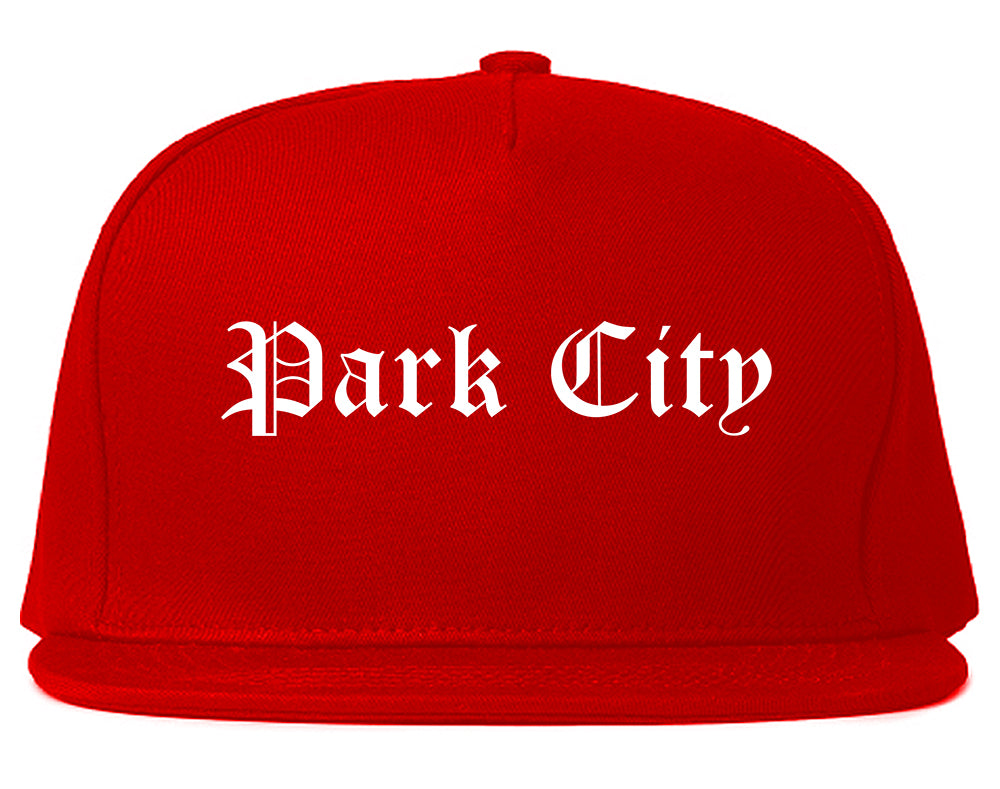 Park City Kansas KS Old English Mens Snapback Hat Red