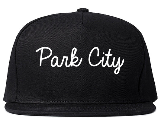 Park City Kansas KS Script Mens Snapback Hat Black