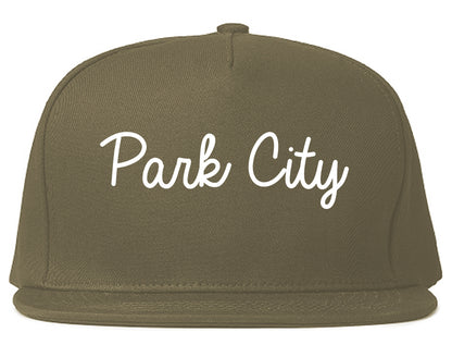 Park City Kansas KS Script Mens Snapback Hat Grey