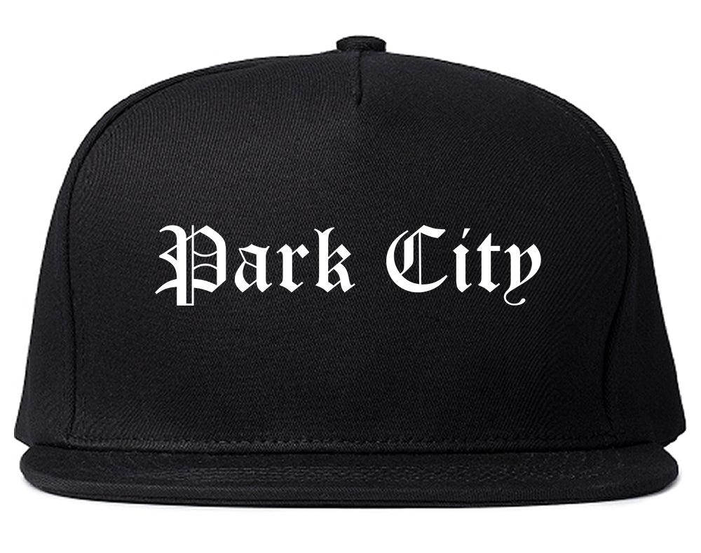 Park City Utah UT Old English Mens Snapback Hat Black