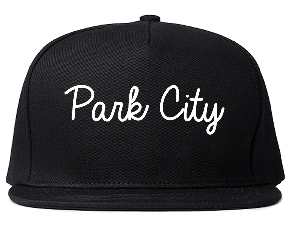 Park City Utah UT Script Mens Snapback Hat Black