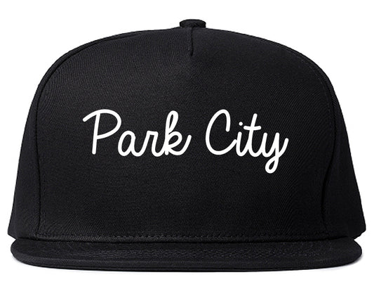 Park City Utah UT Script Mens Snapback Hat Black