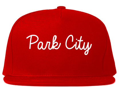 Park City Utah UT Script Mens Snapback Hat Red