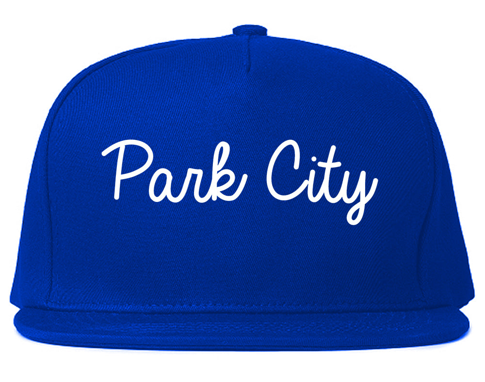 Park City Utah UT Script Mens Snapback Hat Royal Blue