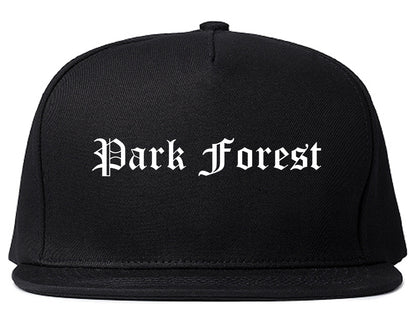 Park Forest Illinois IL Old English Mens Snapback Hat Black