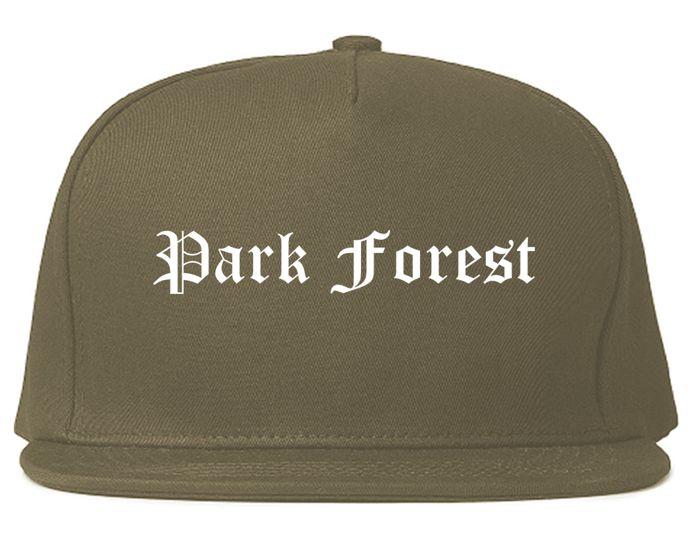 Park Forest Illinois IL Old English Mens Snapback Hat Grey