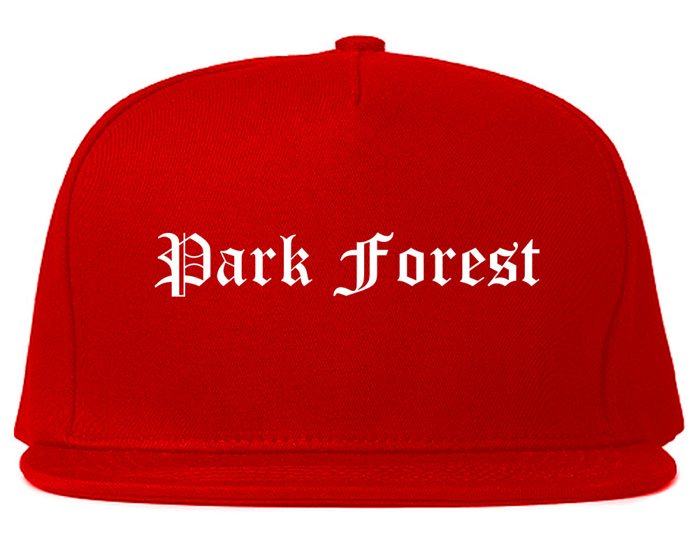 Park Forest Illinois IL Old English Mens Snapback Hat Red