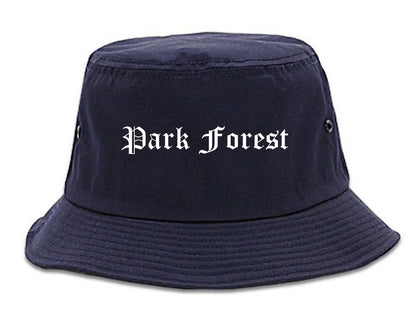 Park Forest Illinois IL Old English Mens Bucket Hat Navy Blue
