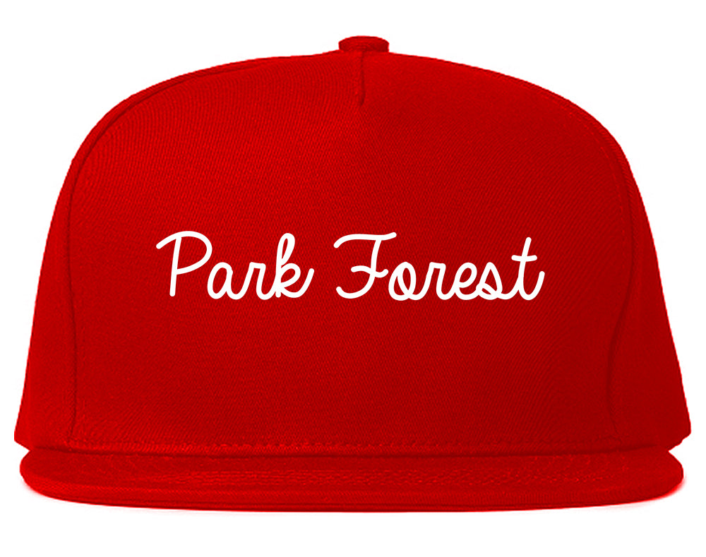 Park Forest Illinois IL Script Mens Snapback Hat Red