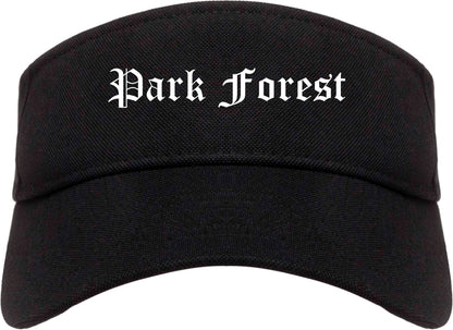 Park Forest Illinois IL Old English Mens Visor Cap Hat Black