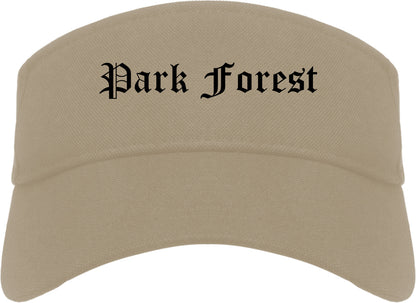 Park Forest Illinois IL Old English Mens Visor Cap Hat Khaki