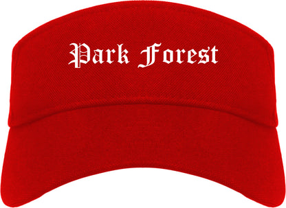 Park Forest Illinois IL Old English Mens Visor Cap Hat Red