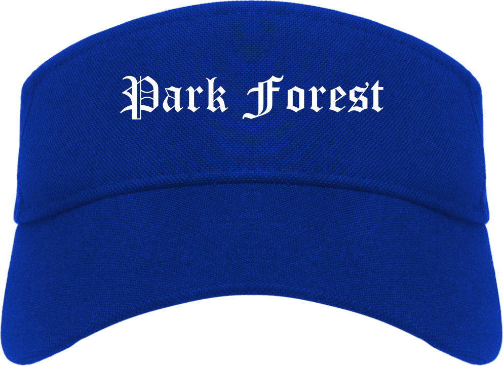 Park Forest Illinois IL Old English Mens Visor Cap Hat Royal Blue