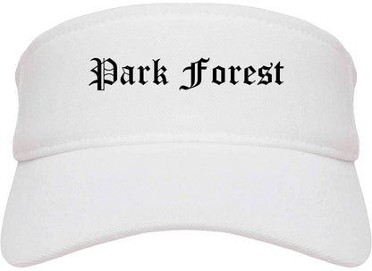 Park Forest Illinois IL Old English Mens Visor Cap Hat White