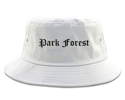Park Forest Illinois IL Old English Mens Bucket Hat White