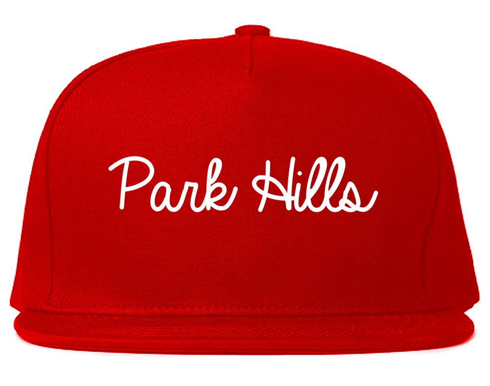 Park Hills Missouri MO Script Mens Snapback Hat Red