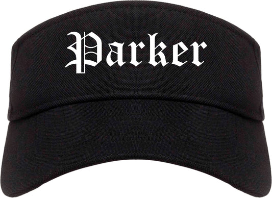 Parker Colorado CO Old English Mens Visor Cap Hat Black