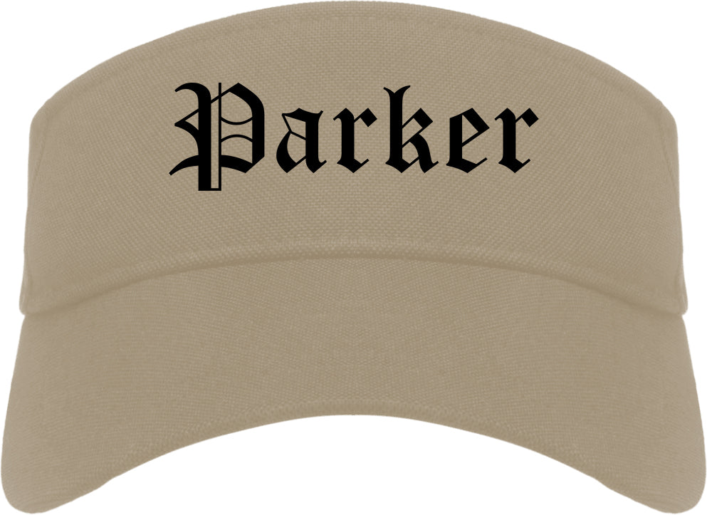 Parker Colorado CO Old English Mens Visor Cap Hat Khaki