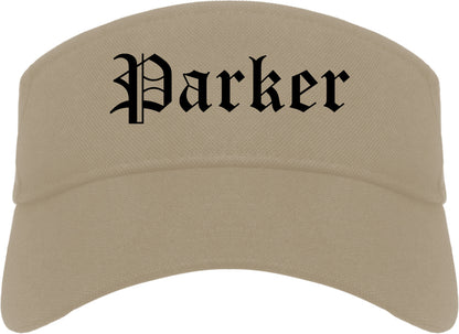 Parker Colorado CO Old English Mens Visor Cap Hat Khaki