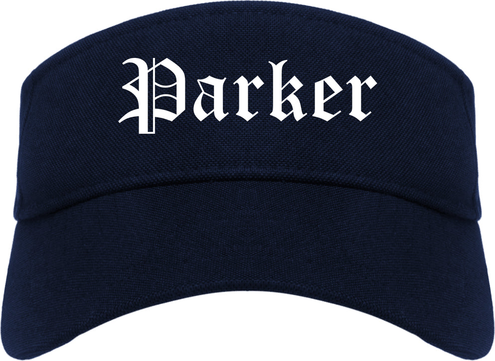 Parker Colorado CO Old English Mens Visor Cap Hat Navy Blue