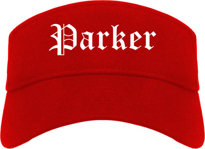 Parker Colorado CO Old English Mens Visor Cap Hat Red