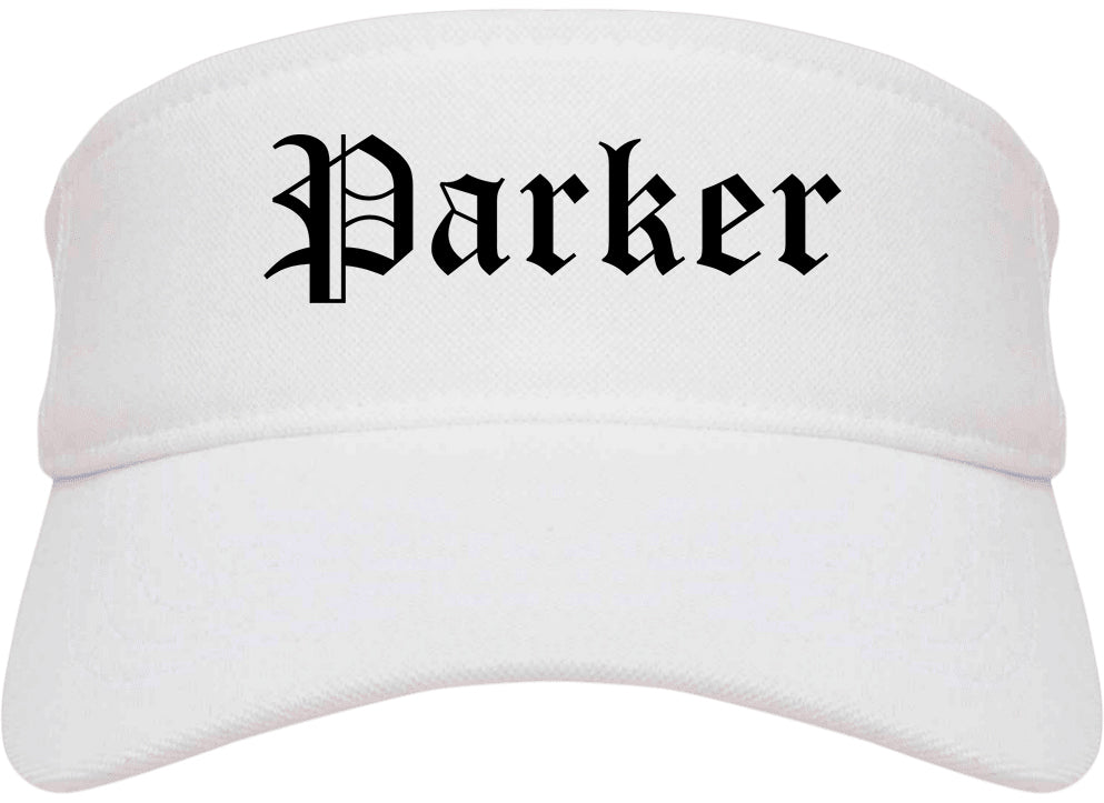Parker Colorado CO Old English Mens Visor Cap Hat White
