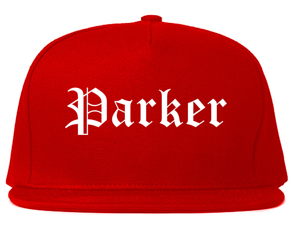 Parker Florida FL Old English Mens Snapback Hat Red