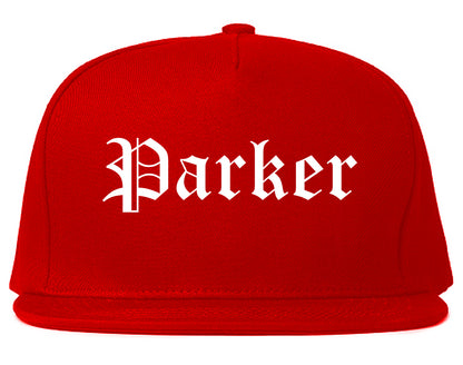 Parker Florida FL Old English Mens Snapback Hat Red