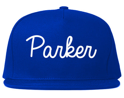 Parker Florida FL Script Mens Snapback Hat Royal Blue